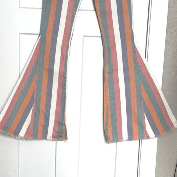 NWOT Wisteria Lane Womens Multi-Color Striped Super Flare Bell-Bottom Jean S - Picture 9 of 14